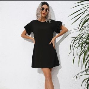 SHEIN Unity Solid Layered Sleeve Tunic Dress-size S